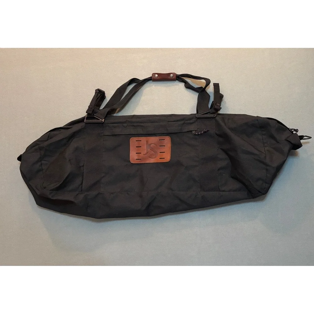 VTG Rare JanSport Duffel Bag Made in USA Black Nylon Leather Trim Travel Gym 34